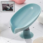 Leaf Self-Draining Soap Dish with Suction Cup Stand – No-Drill