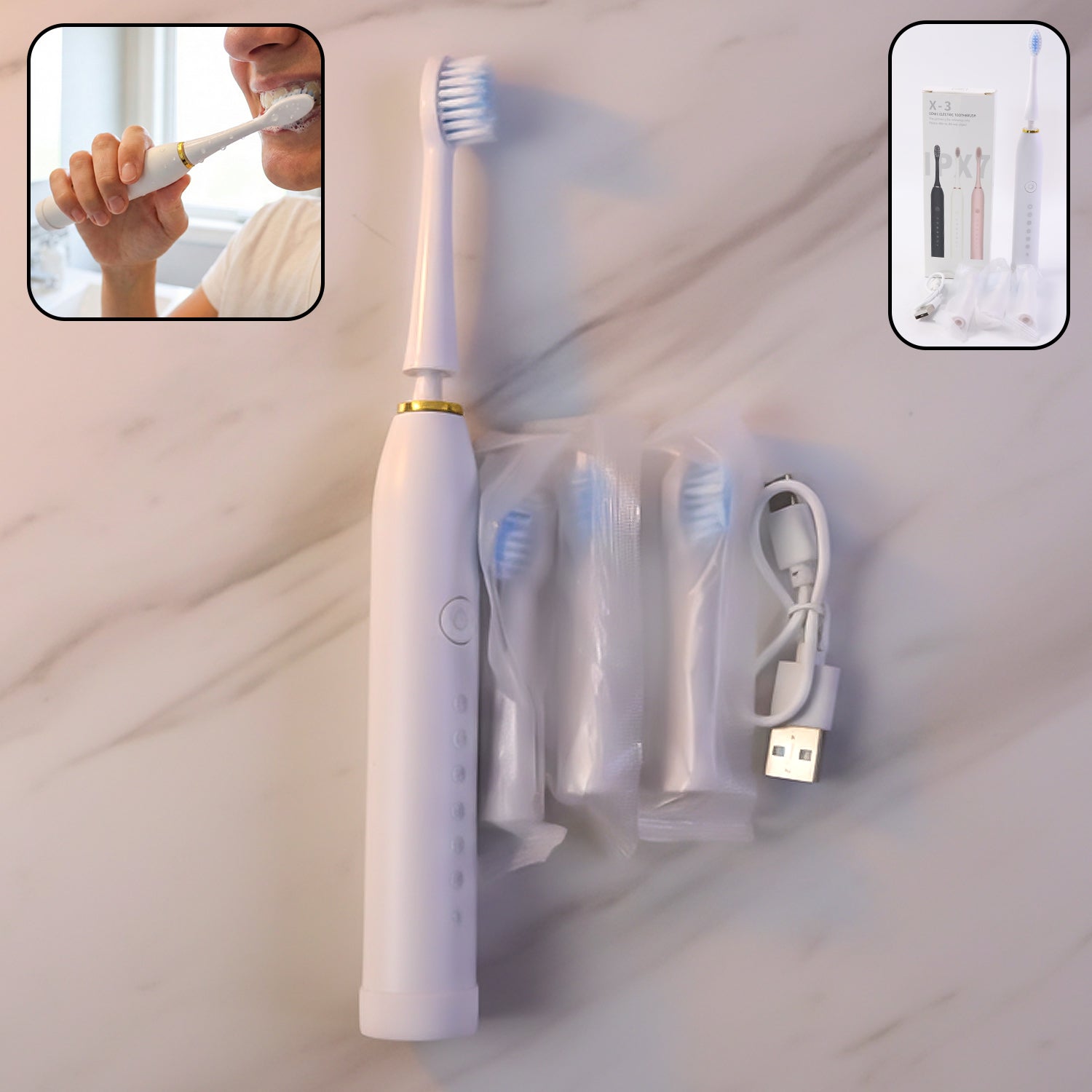 Electric Toothbrush – Rechargeable with 3 Extra Replacement Heads - 4