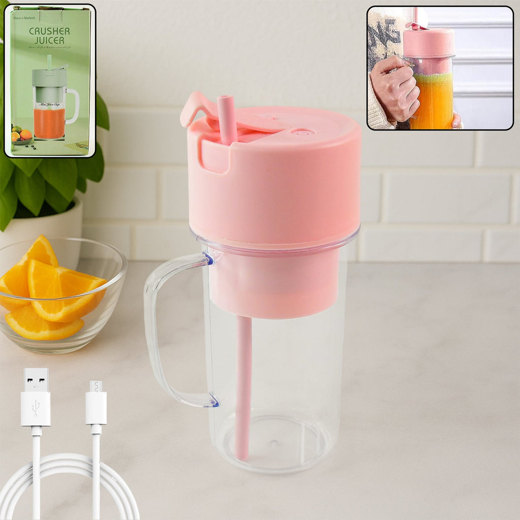 Portable Juicer Cup with Straw – 420ml USB Rechargeable Blender