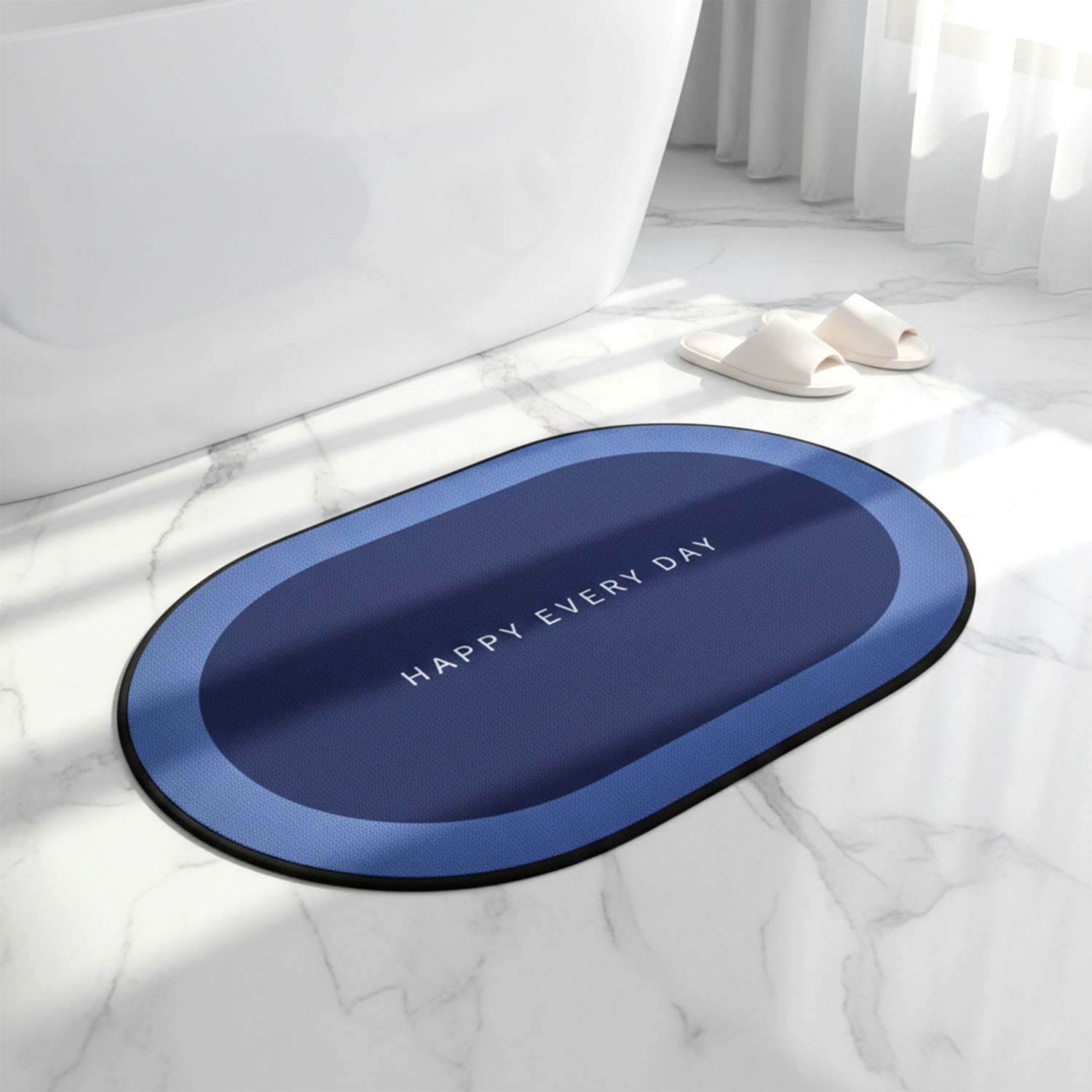 Non-Slip Oval Bath Mat – Super Absorbent Soft Velvet Surface - 8