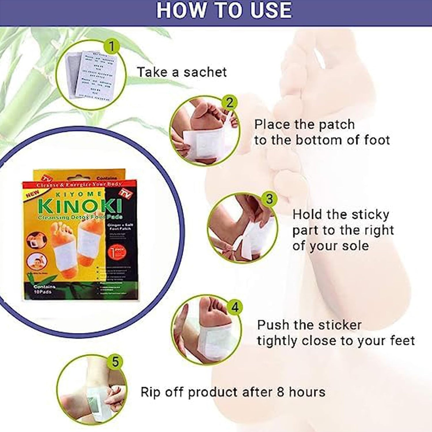 Detox Foot Pads with Ginger & Salt – 10 Pcs | Velvet Wellness - 6