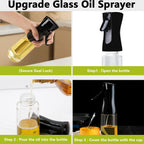Oil Spray Bottle 300ml – Fine Mist Glass Dispenser for Cooking - 3