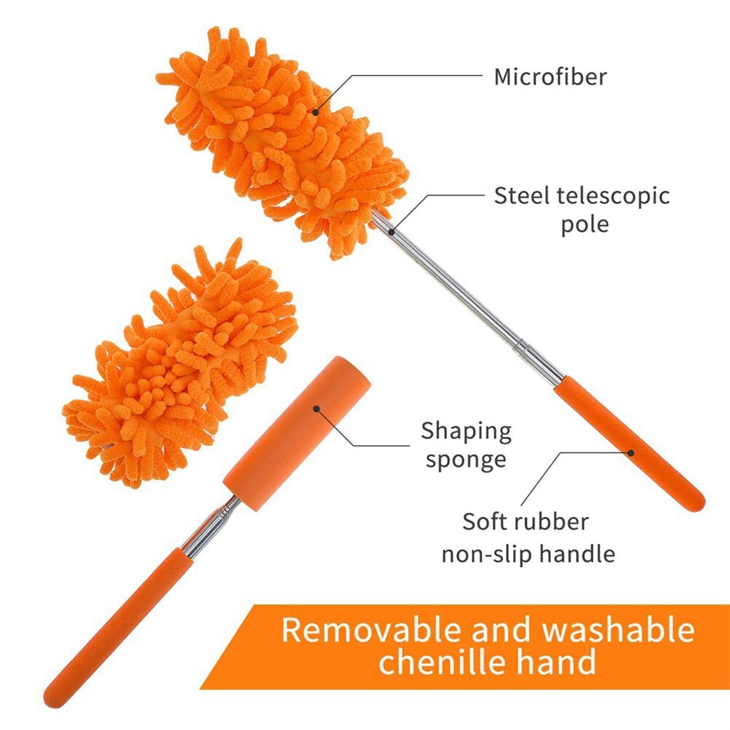 Extendable Microfiber Duster – For Fan & High Ceiling Cleaning | Velvet Wipe - 8