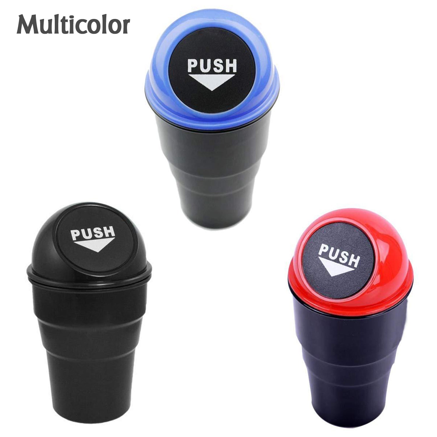 Mini Car Dustbin with Push Flap Lid – Cup-Holder Bin