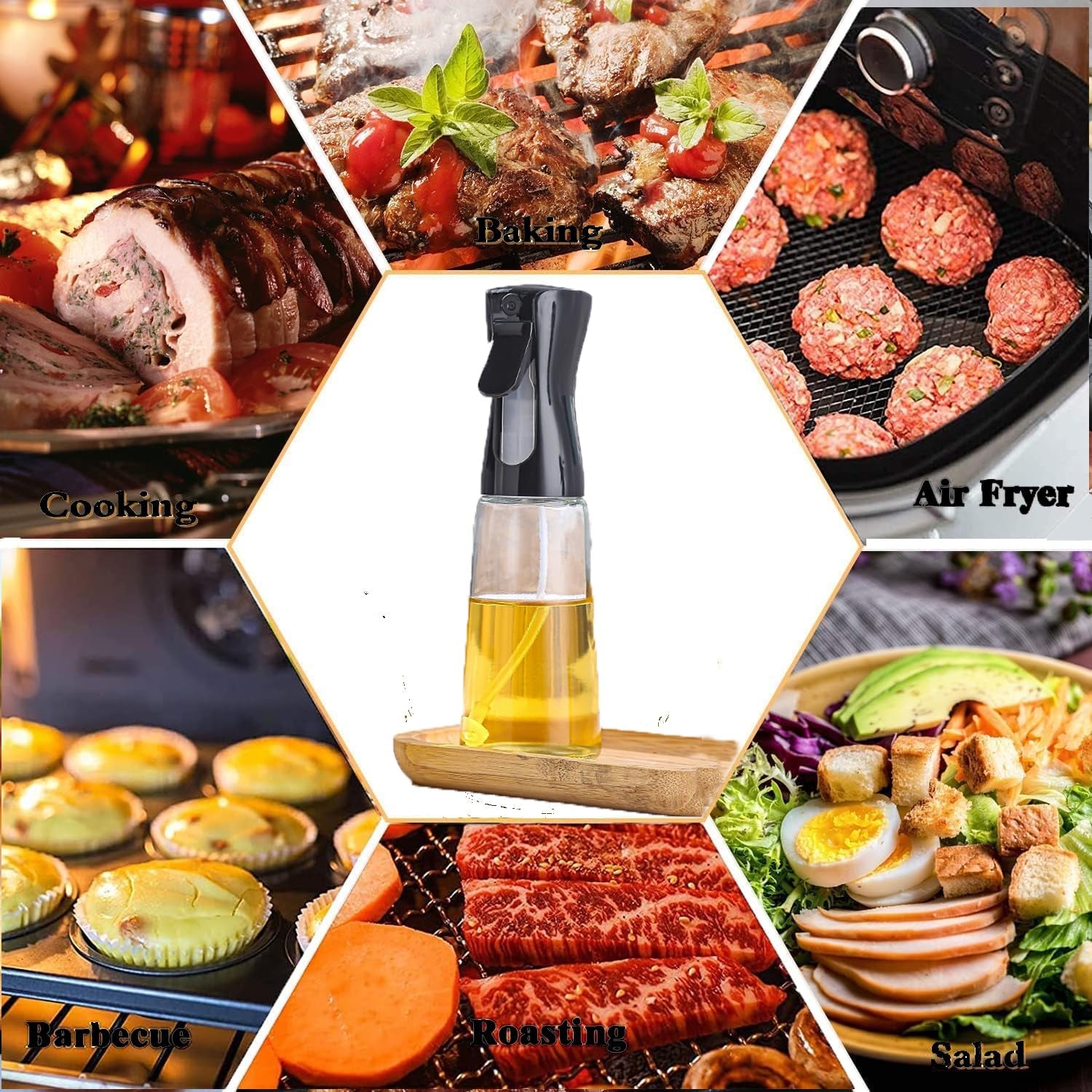 Oil Spray Bottle 300ml – Fine Mist Glass Dispenser for Cooking - 6