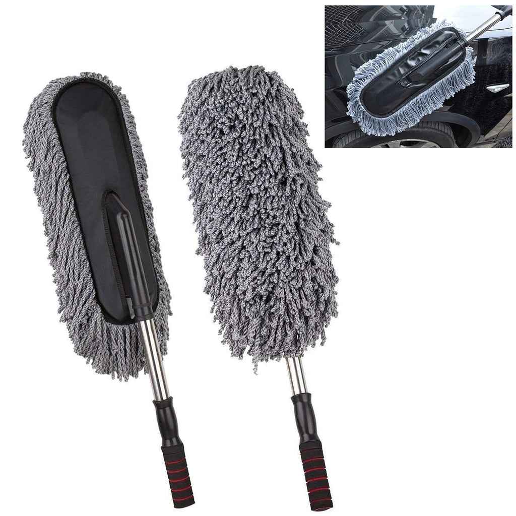 Car Duster with Retractable Steel Handle – Soft Microfiber Mop
