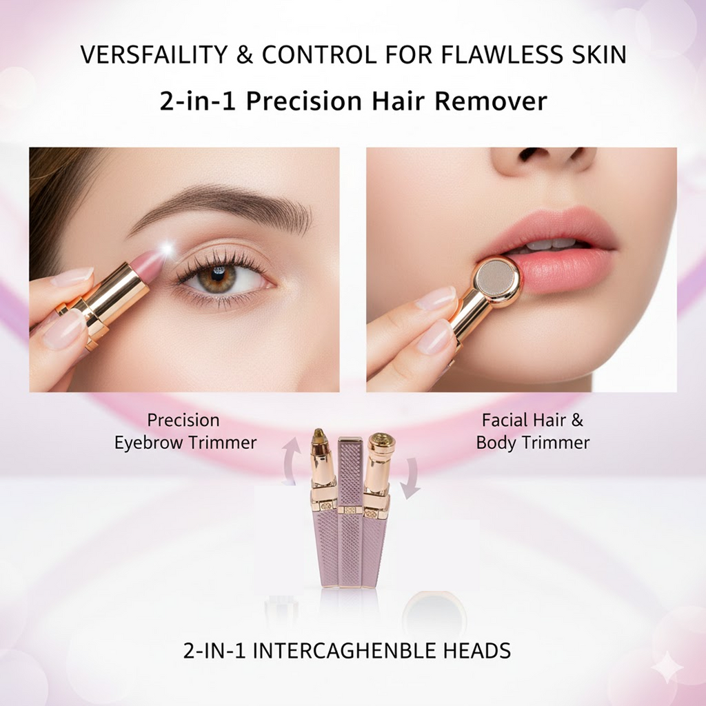 2-in-1 Eyebrow Razor – Rechargeable, Painless Hair Shaver with LED Light - 2