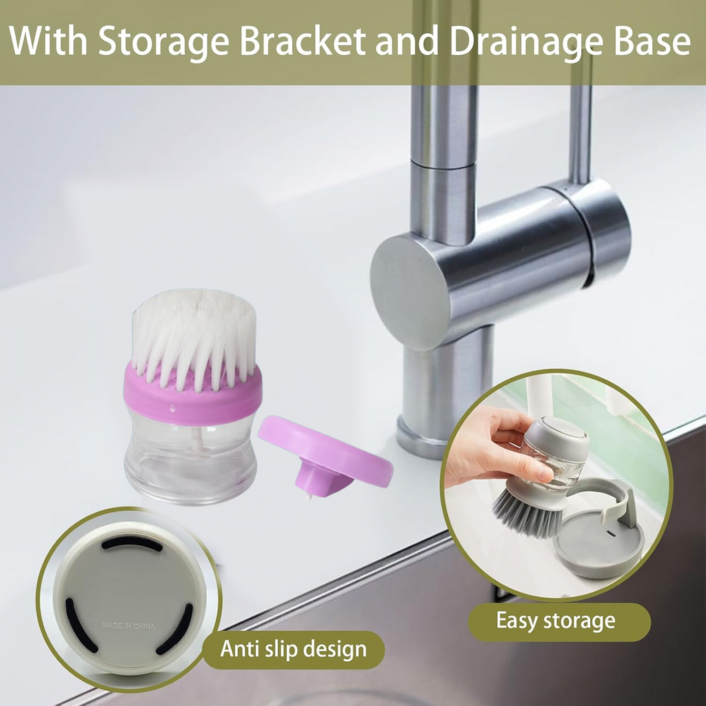 Wash Basin Brush with Soap Dispenser – Efficient Multicolor Cleaner | VelvetBubbles - 3