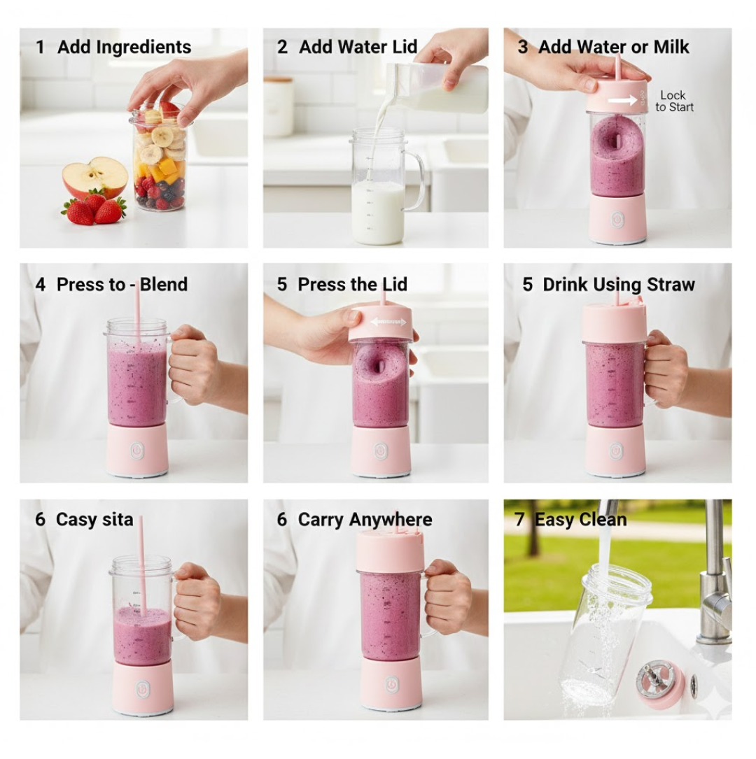 Portable USB Juicer – 420ml Rechargeable Blender | Siplix - 5