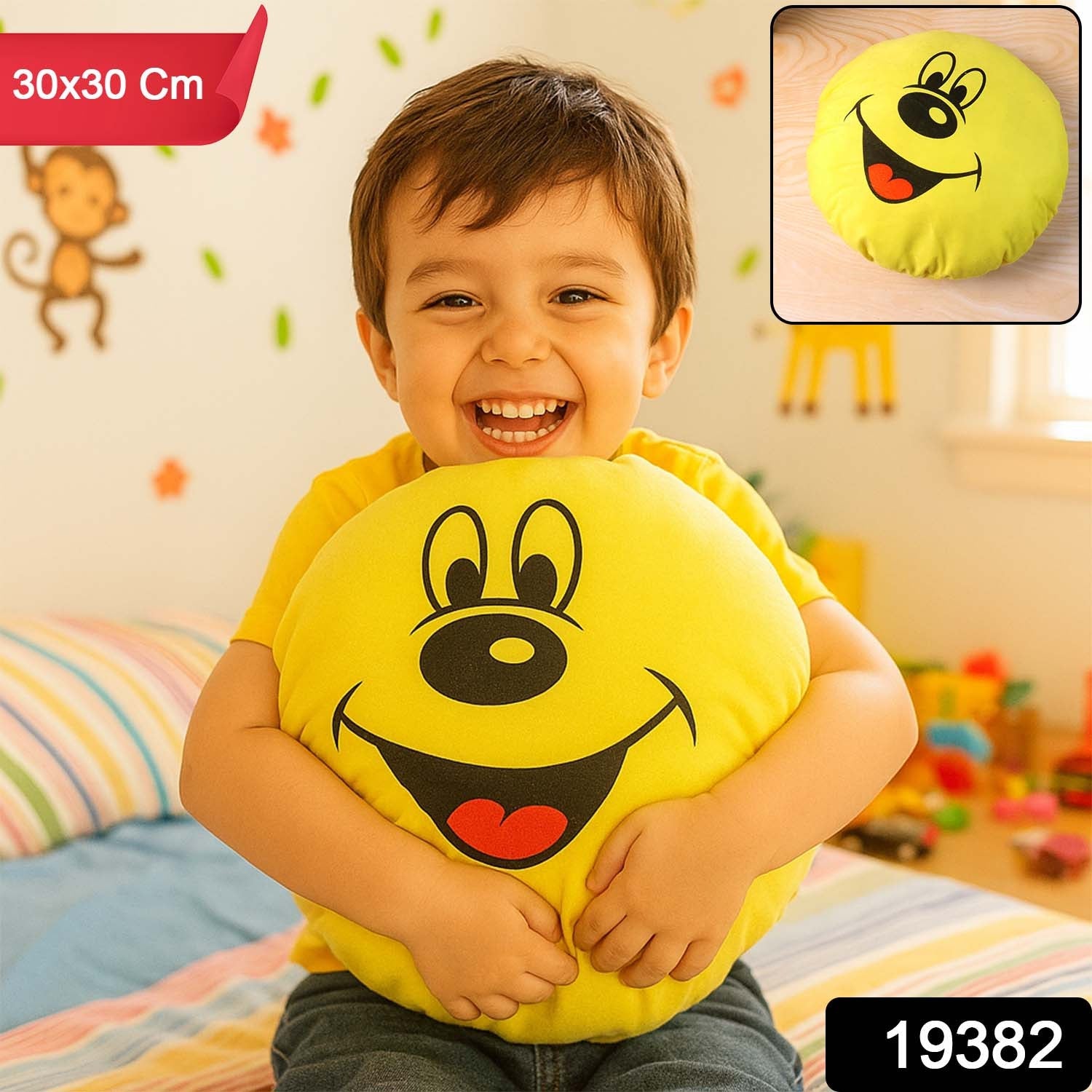 Smiley Face Plush Pillow Cushion – Soft & Cozy 30x30 cm - 2