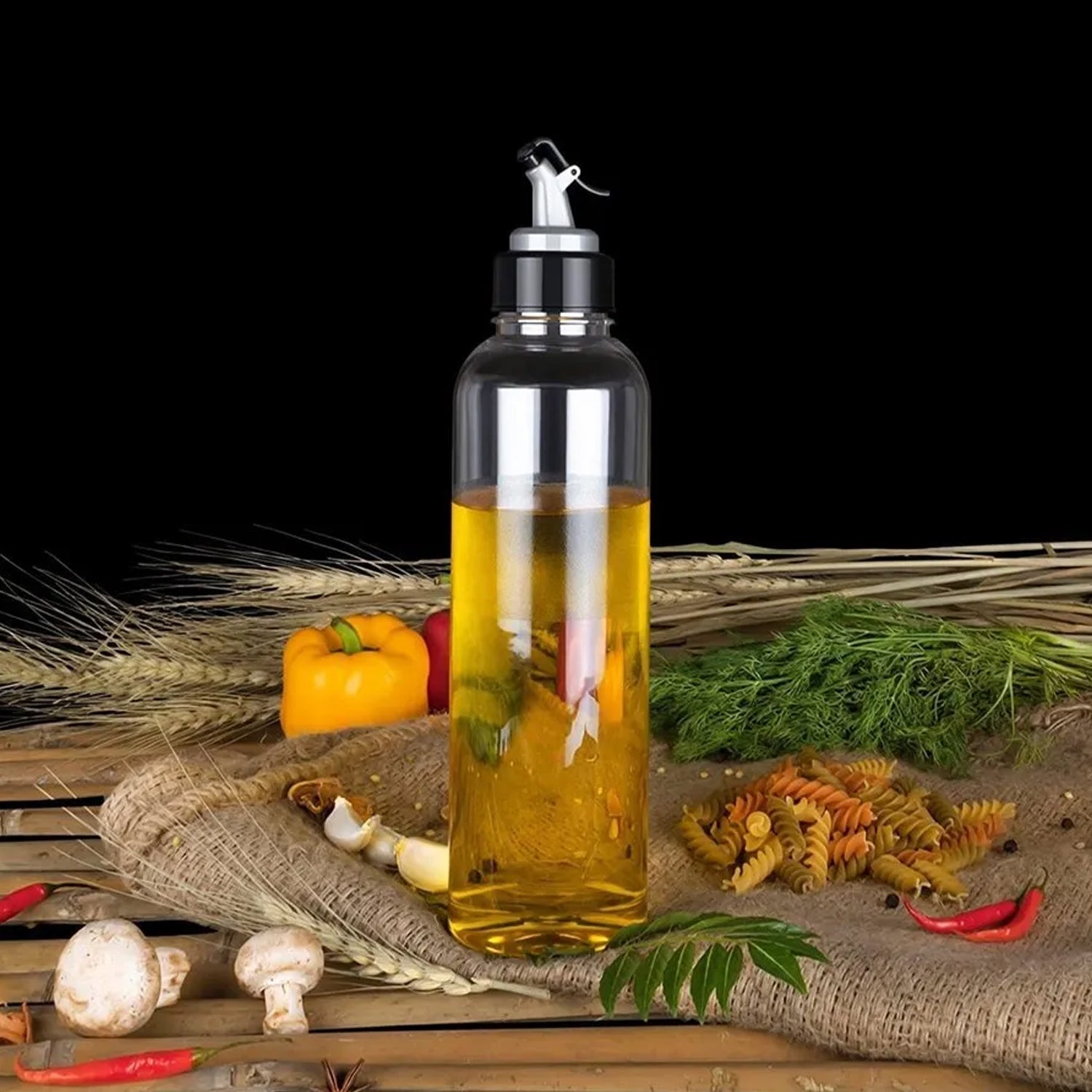 Oil Dispenser 1L – Clear Drip-Free Bottle for Cooking Oil & Vinegar