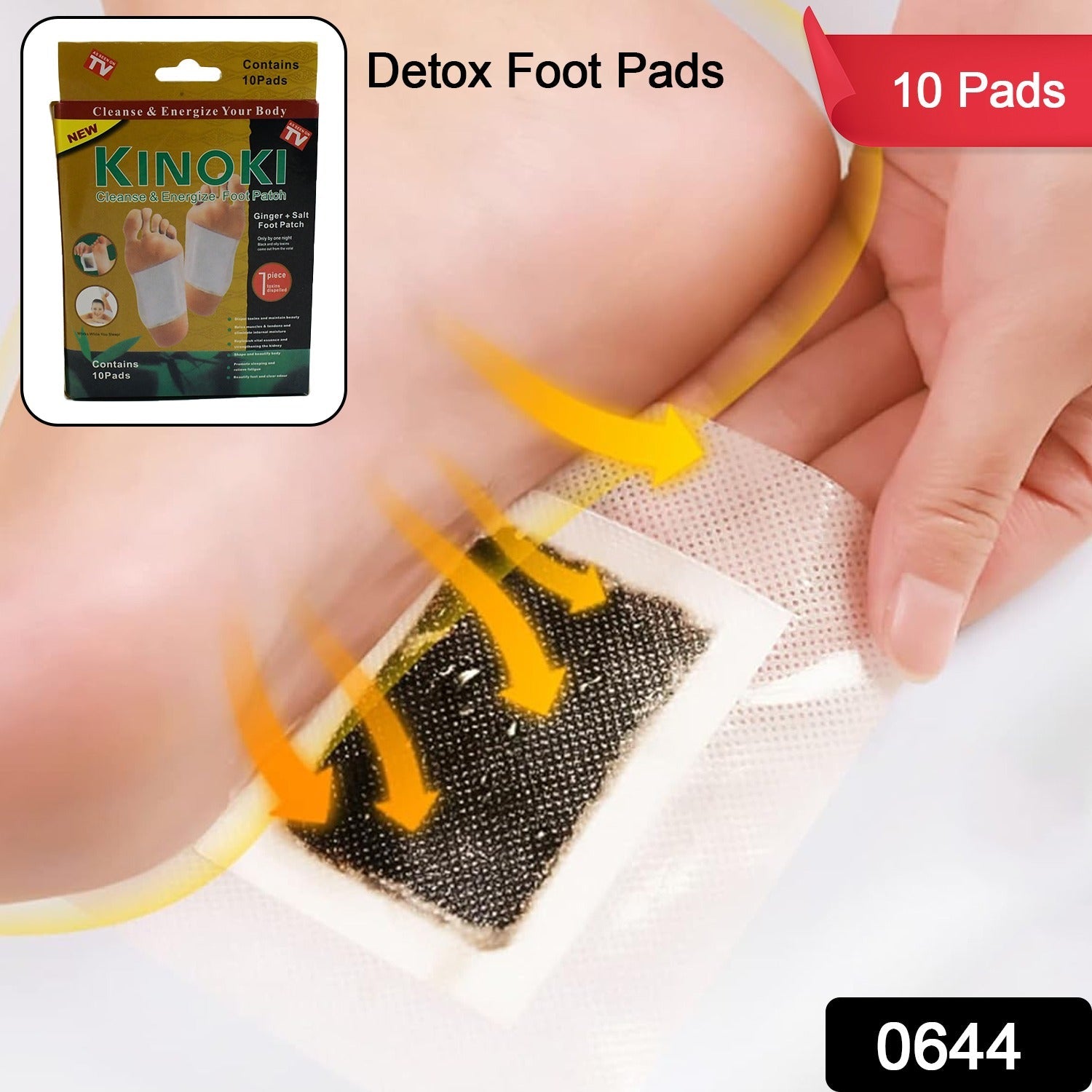 Detox Foot Pads with Ginger & Salt – 10 Pcs | Velvet Wellness - 3