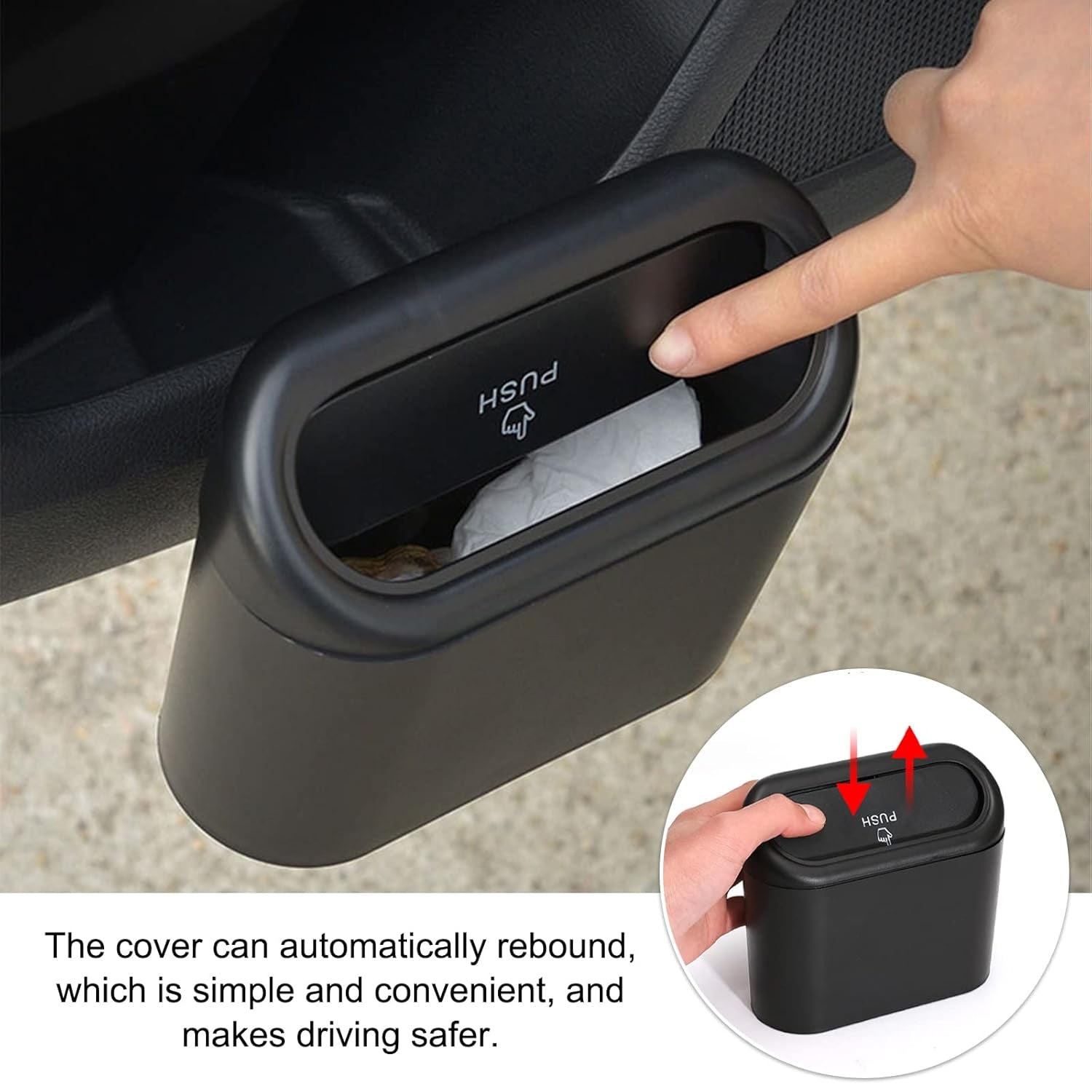 Mini Car Trash Can with Lid – Waterproof & Leak-Proof | Velvet Wheels - 5