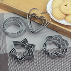 Cookie Cutter Set of 12 – Stainless Steel Heart, Star & Flower