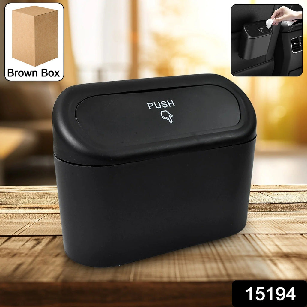 Mini Car Dustbin with Push Lid – Leak-Proof Trash Can