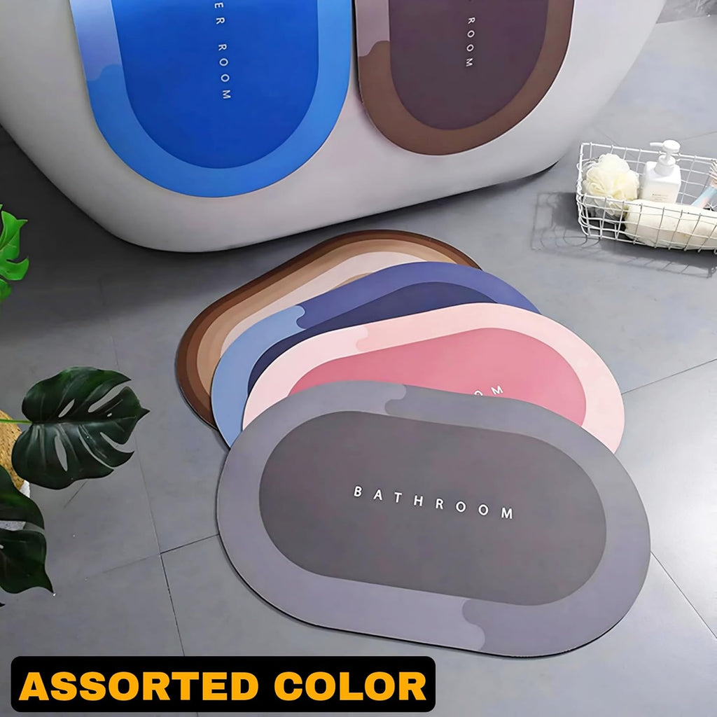 Non-Slip Oval Bath Mat – Super Absorbent Soft Velvet Surface - 6