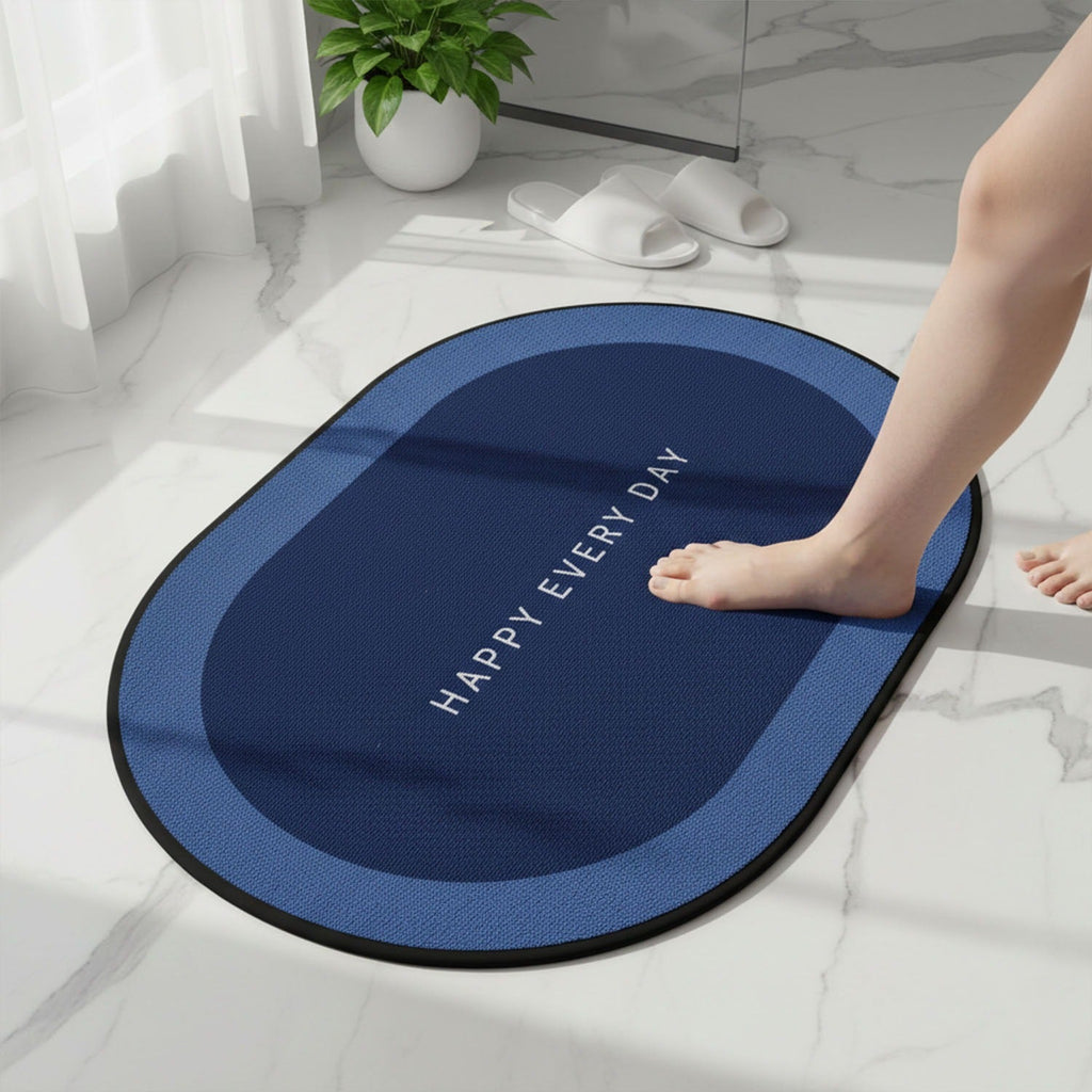 Quick-Dry Bath Mat – Super-Absorbent Non-Slip Oval Floor Mat