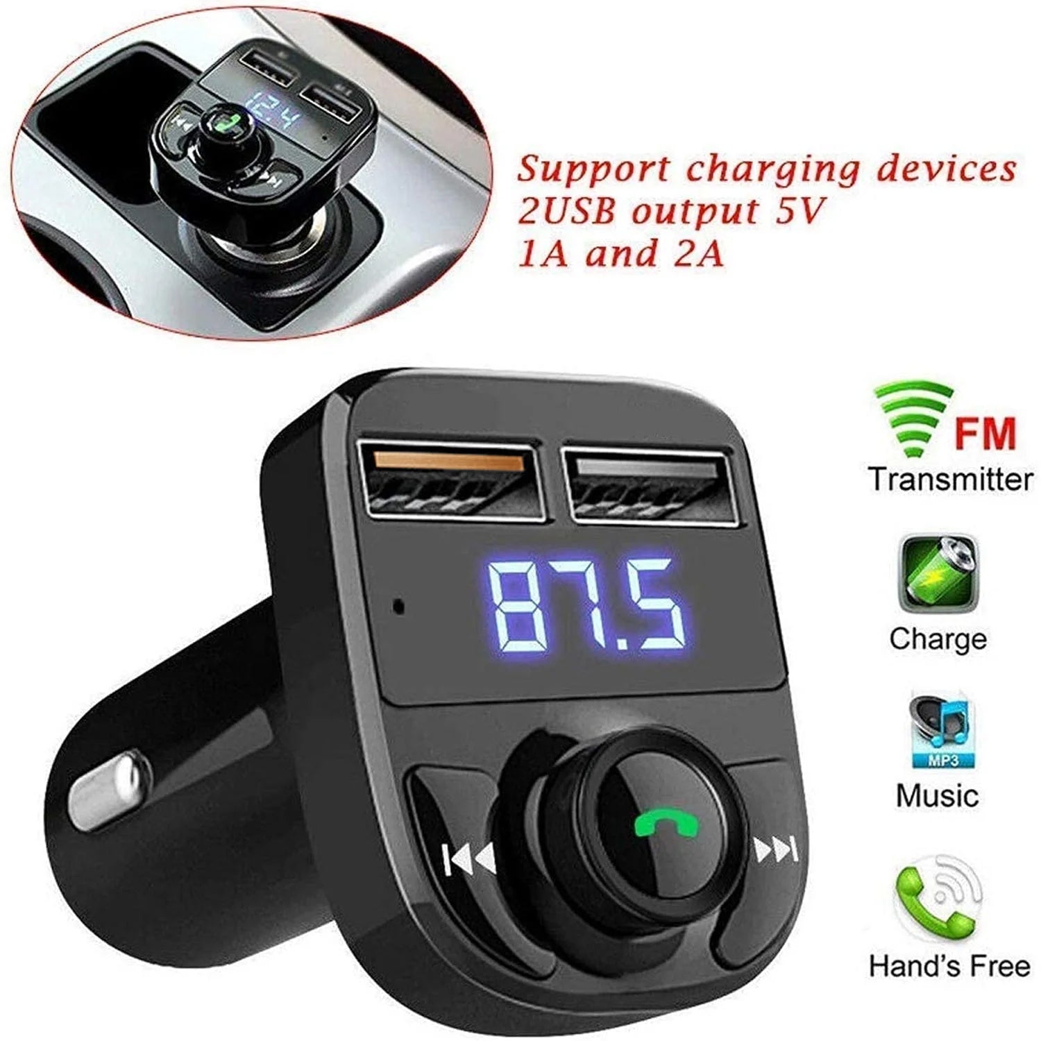 Wireless Car Charger – Dual USB Fast Charging & Handsfree Use - 7