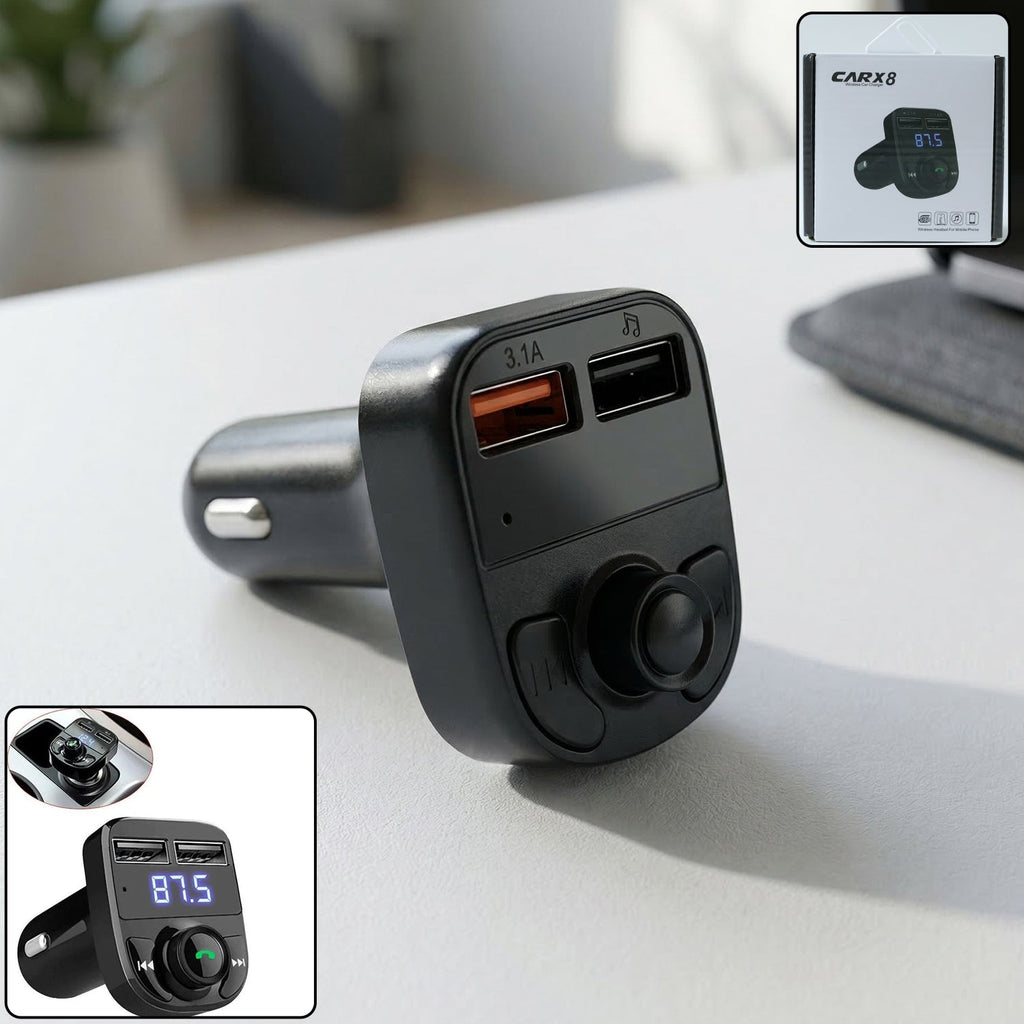Bluetooth FM Car Charger – Dual USB, Handsfree Calls & Music