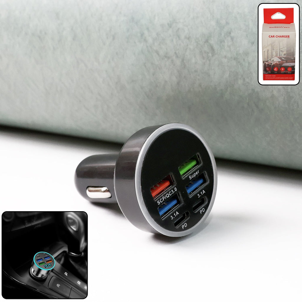 4-Port Car Charger – Fast QC3.0 & PD USB for 12V/24V