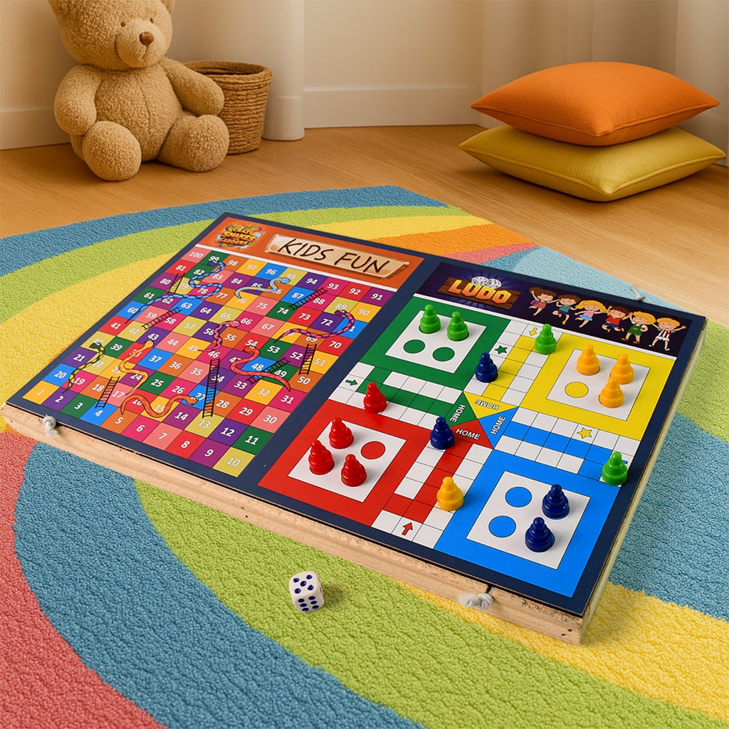 Wooden Board Game Set 3-in-1 – Durable Foldable Fun - 6