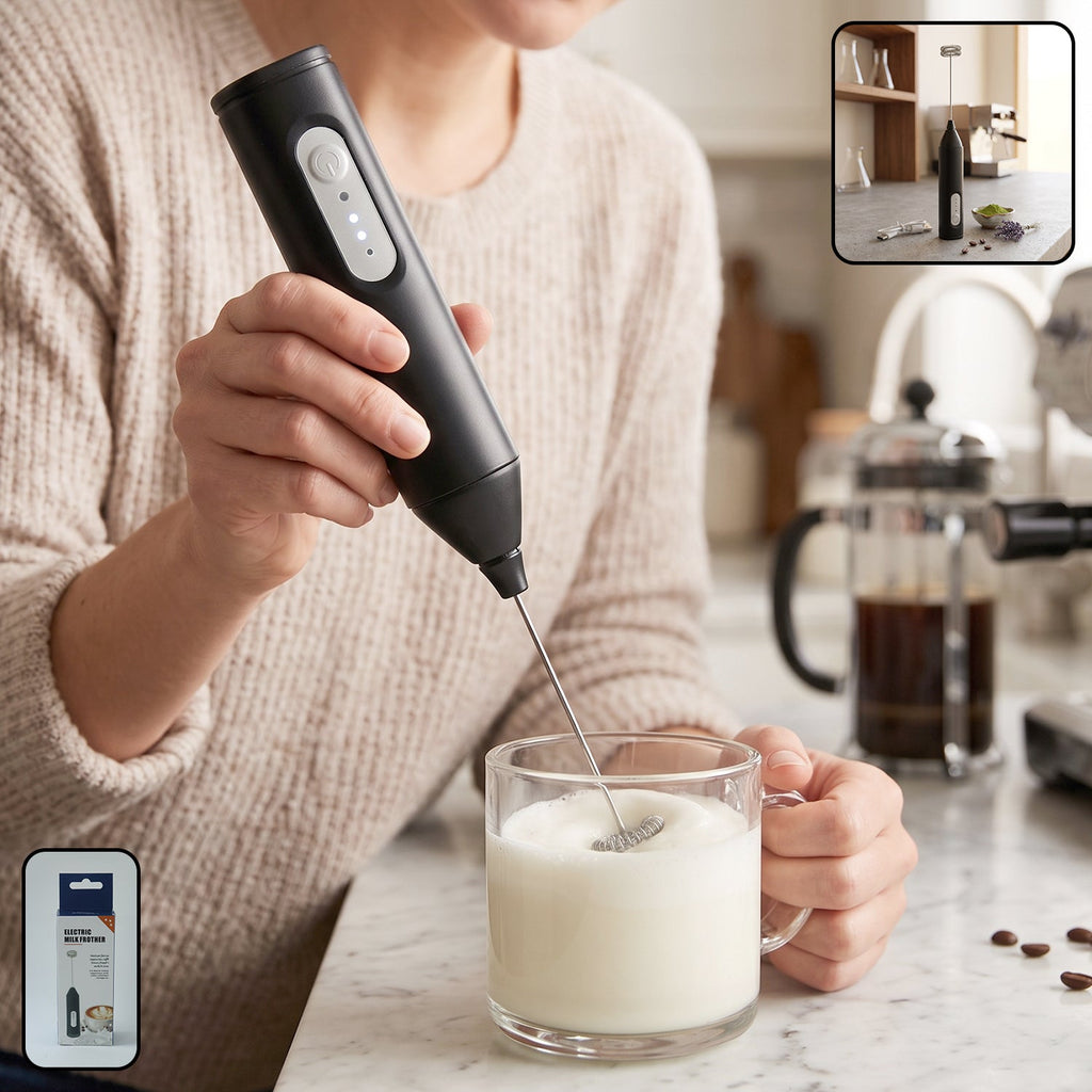 Electric Milk Frother – Rechargeable Handheld Coffee Foam Maker & Whisk