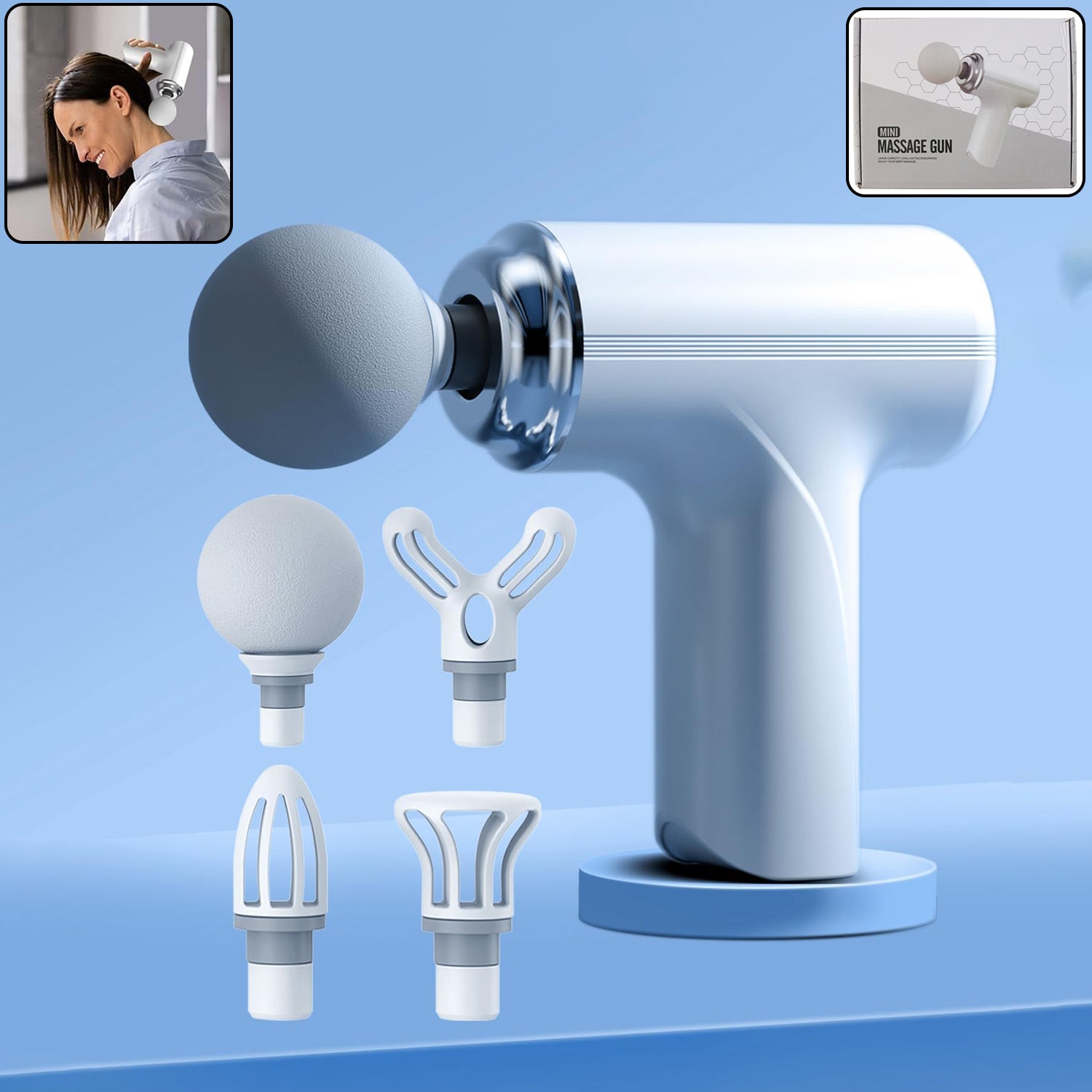 Mini Massage Gun – 6 Speeds & 4 Heads for Muscle Recovery