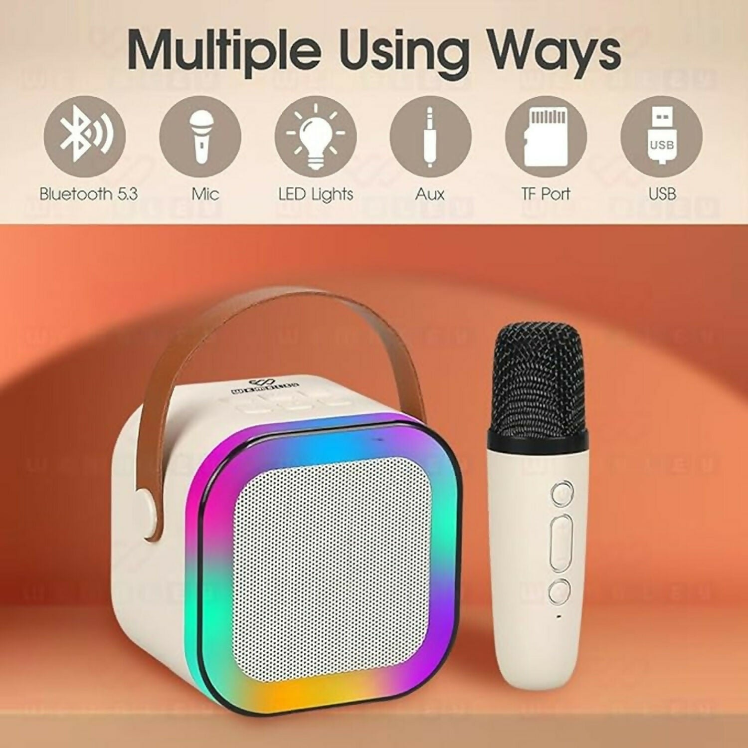 Portable Karaoke Speaker – Wireless Mic & LED Light Effects for Parties - 5