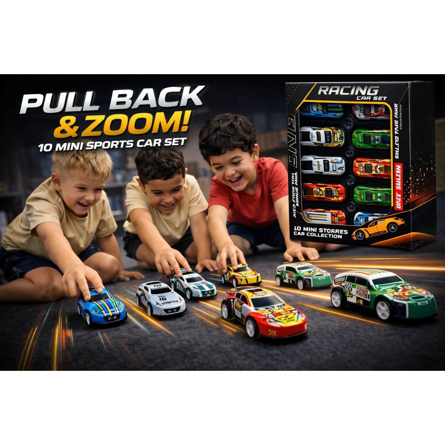 Metal Racing Cars Set – Durable Pull-Back Racing Playthings - 4