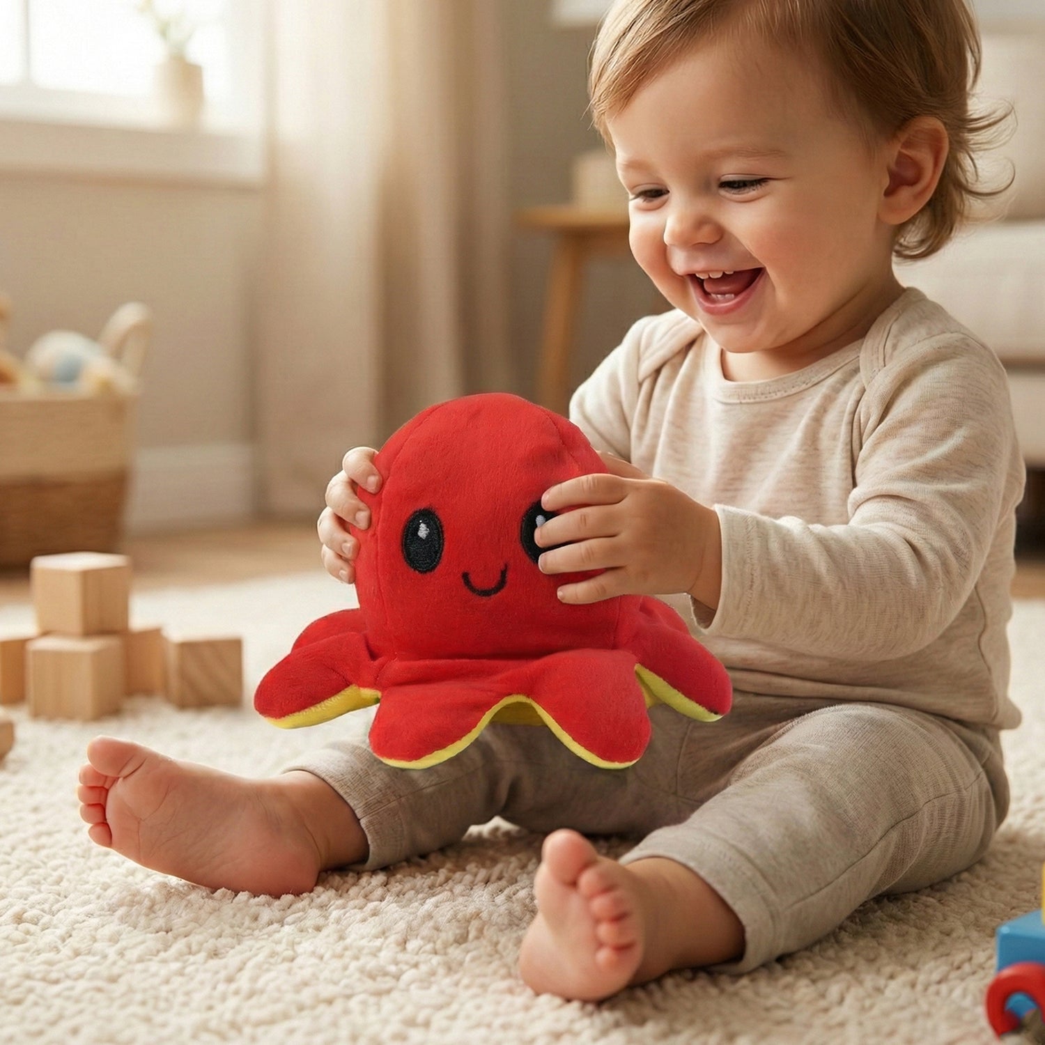 Reversible Octopus Plush Toy – Express Moods with Soft Comfort - 4