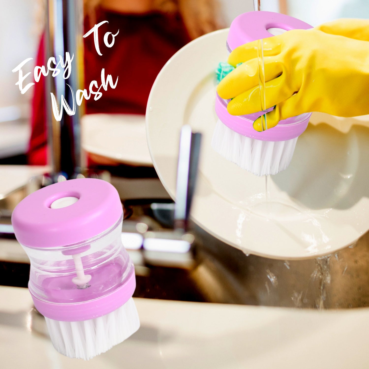 Wash Basin Brush with Soap Dispenser – Efficient Multicolor Cleaner | VelvetBubbles - 8